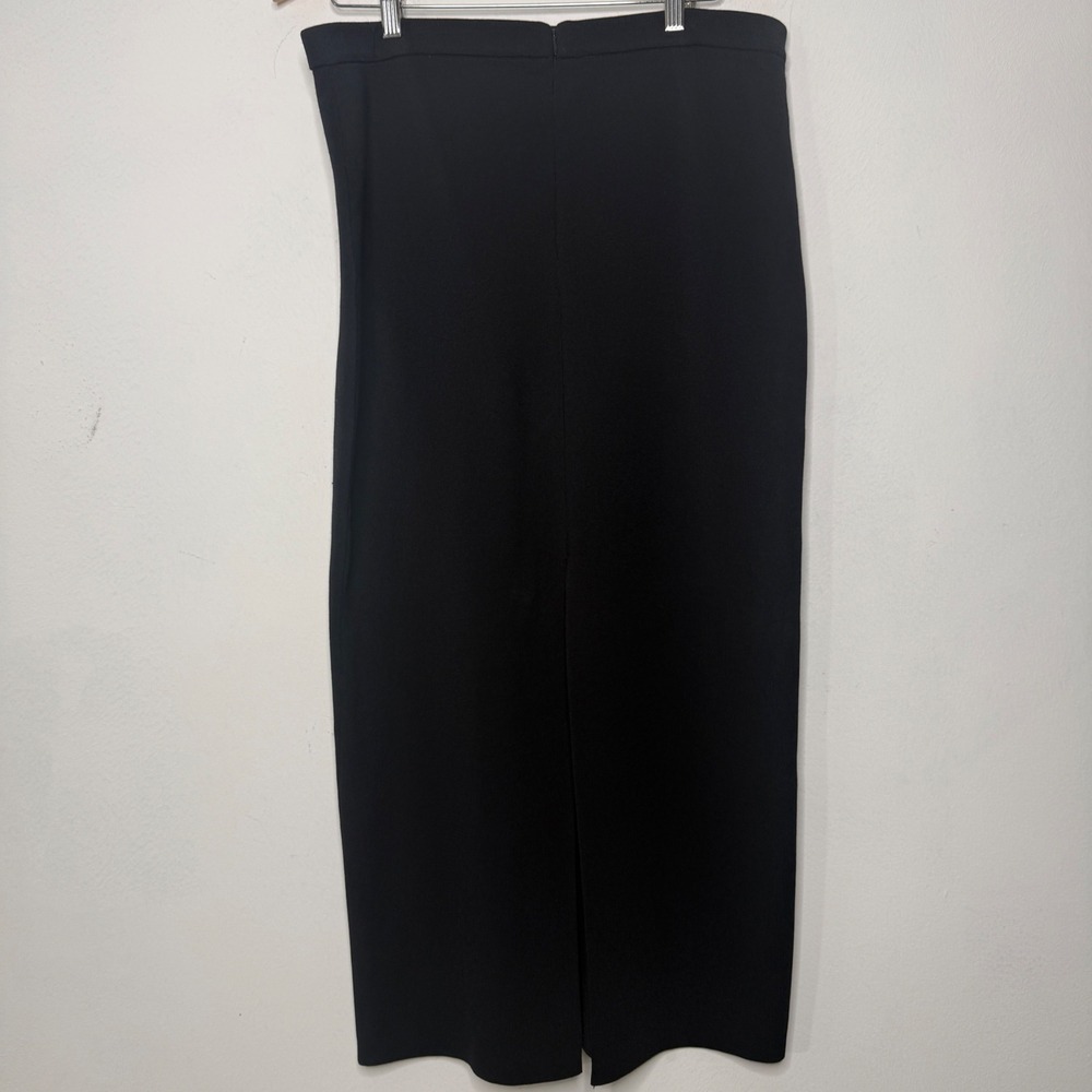 Zara Womens Black Maxi Skirt XL Knit Stretch Minimalist Bodycon Elegant - Picture 2 of 10
